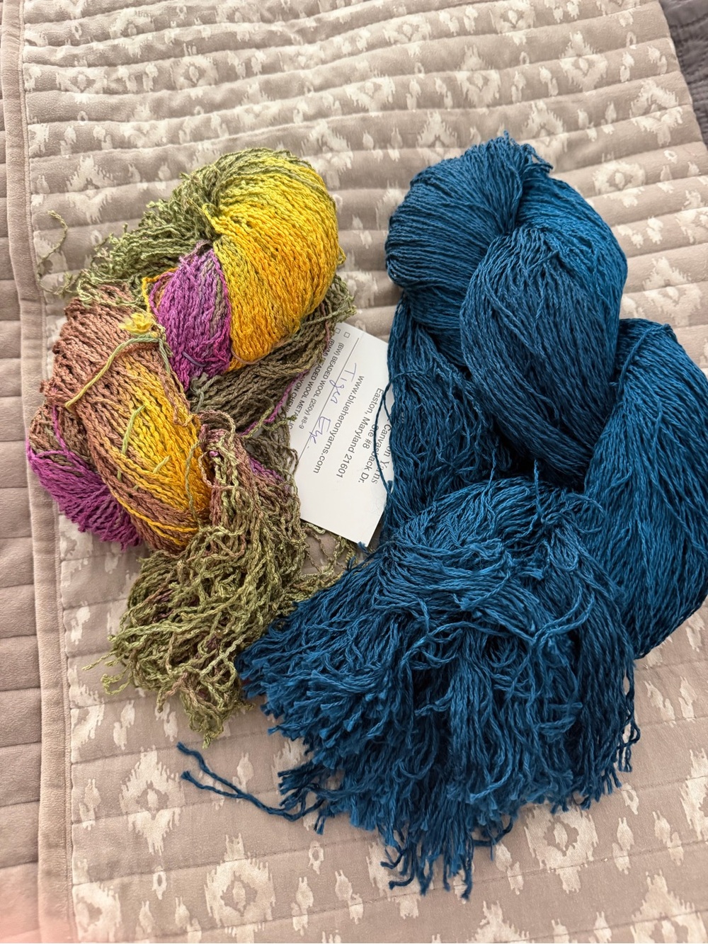 Blue heron Hand-Dyed Yarn strand Bundle in Teal and Multicolor